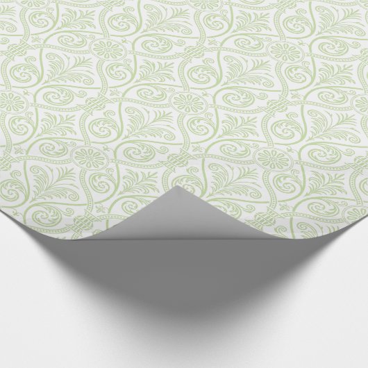 Gift Wrap Groen-White Damask Cadeaupapier (Hoek)