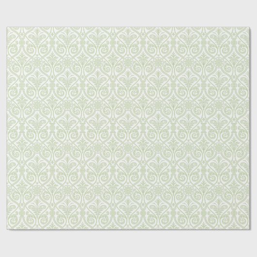 Gift Wrap Groen-White Damask Cadeaupapier (Vlak)