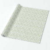 Gift Wrap Groen-White Damask Cadeaupapier (Uitgerold)