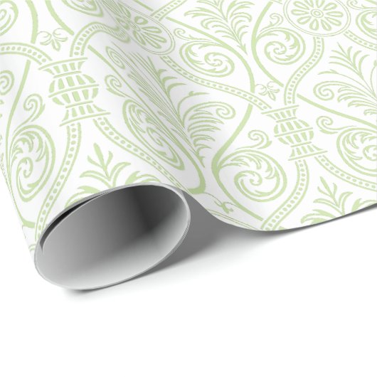 Gift Wrap Groen-White Damask Cadeaupapier (Rol Hoek)