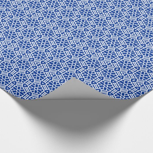 Gift Wrap - Hexagon en Bars in Blauw Cadeaupapier (Hoek)
