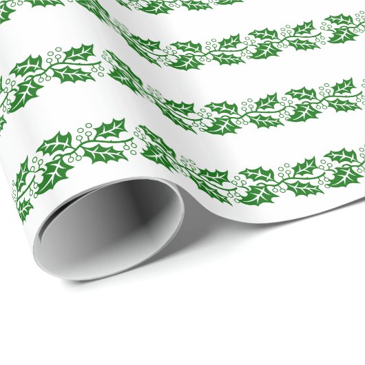 Gift Wrap - Holly Leaves Cadeaupapier (Rol Hoek)