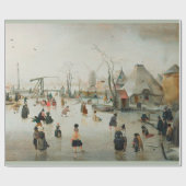 GIFT-WRAP "ICE SKING IN A VILLAGE" CADEAUPAPIER (Vlak)