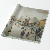 GIFT-WRAP "ICE SKING IN A VILLAGE" CADEAUPAPIER (Uitgerold)