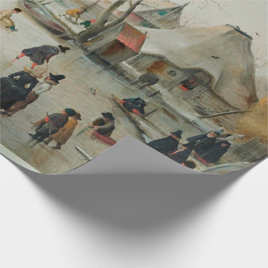 GIFT-WRAP "ICE SKING IN A VILLAGE" CADEAUPAPIER (Hoek)