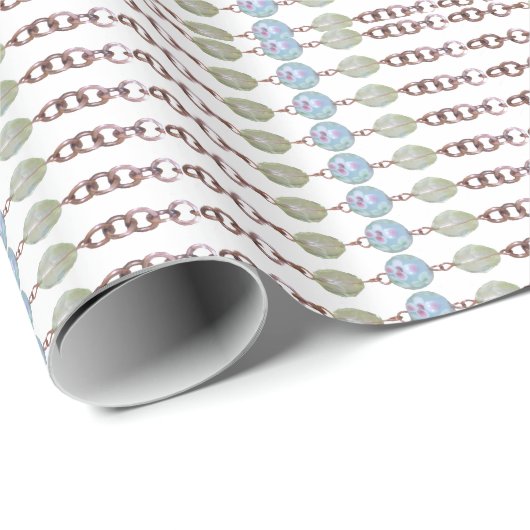 Gift Wrap - Koperketting en glasparels Cadeaupapier (Rol Hoek)