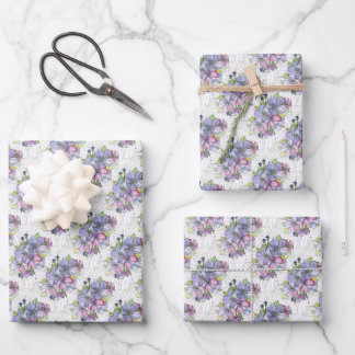 Gift Wrap Paper Sheets - Lavender & Pink Flowers
