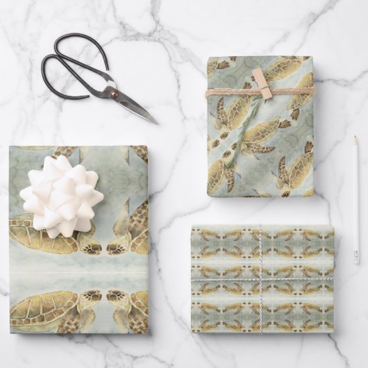 Gift Wrap Papier Zee Schildpad #1 Inpakpapier Vel (Voorkant)