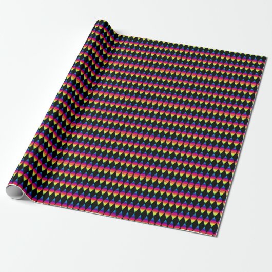 Gift Wrap - Rainbow Diamonds op Black Cadeaupapier (Uitgerold)