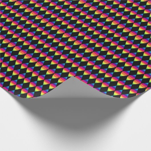 Gift Wrap - Rainbow Diamonds op Black Cadeaupapier (Hoek)