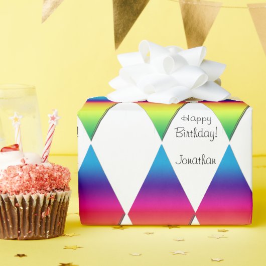 Gift Wrap - Regenboogdiamanten met Tekst Cadeaupapier (Verjaardagsfeest)