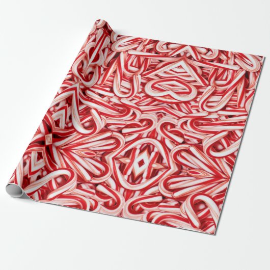 Gift Wrap Roll Candy Canes Cadeaupapier (Uitgerold)