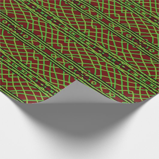 Gift Wrap Roll Groen Weave Over Rood Cadeaupapier (Hoek)