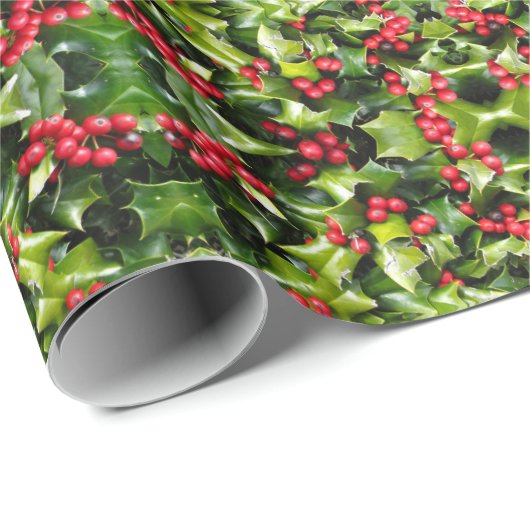 Gift Wrap Roll Holly Berries Cadeaupapier (Rol Hoek)