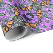 Gift Wrap Roll Monarchs op Paarse Asters Cadeaupapier (Rol Hoek)