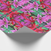 Gift Wrap Roll Pink & Rode Poinsettias Cadeaupapier (Hoek)