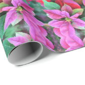 Gift Wrap Roll Pink & Rode Poinsettias Cadeaupapier (Rol Hoek)