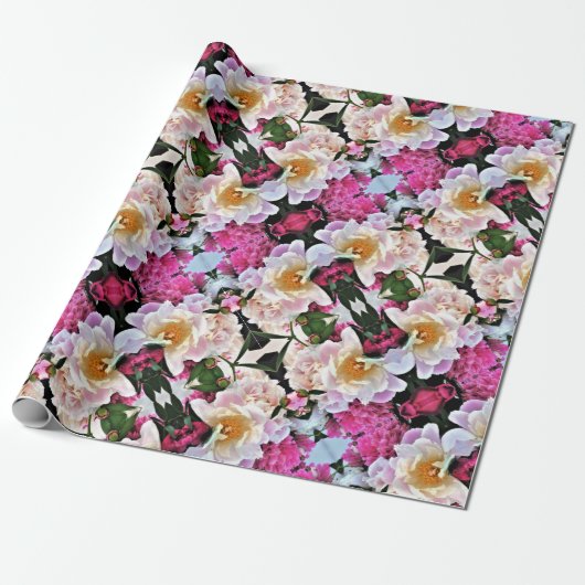Gift Wrap Roll Pioenrozen Cadeaupapier (Uitgerold)
