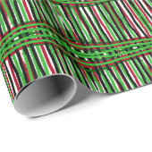 Gift Wrap Roll Red, Green Black Weave Cadeaupapier (Rol Hoek)