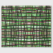 Gift Wrap Roll Rood, Groen, Zwart Abstracte lijnen Cadeaupapier (Vlak)