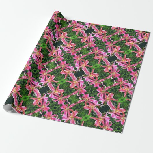 Gift Wrap Roll Roze Lelies Cadeaupapier (Uitgerold)