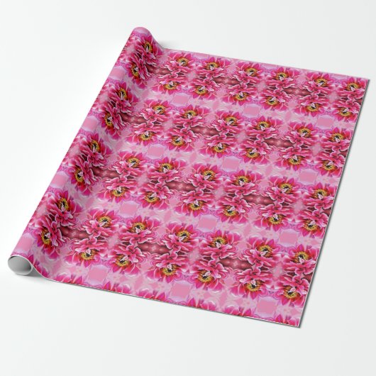 Gift Wrap Roll Roze Pioen. Cadeaupapier (Uitgerold)