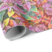 Gift Wrap Roll SG Rood & Roze Poinsettias Cadeaupapier (Rol Hoek)