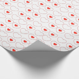 Gift Wrap - Rood hart in rijen Cadeaupapier
