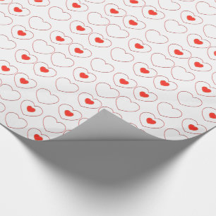 Gift Wrap - Rood hart in rijen Cadeaupapier