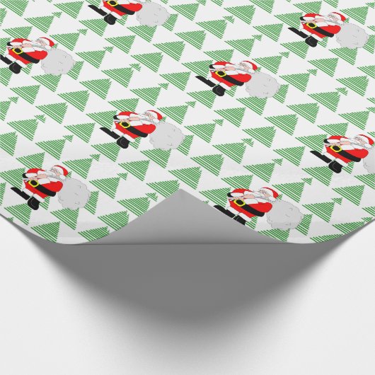 Gift Wrap - Santa en Bomen Cadeaupapier (Hoek)
