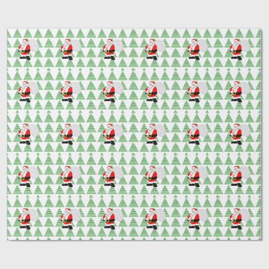 Gift Wrap - Santa en Bomen Cadeaupapier (Vlak)