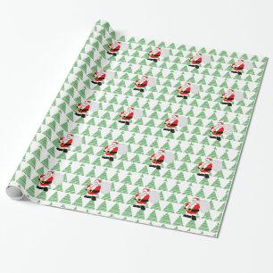 Gift Wrap - Santa en Bomen Cadeaupapier