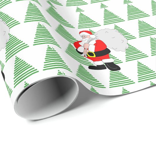 Gift Wrap - Santa en Bomen Cadeaupapier (Rol Hoek)