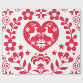 GIFT WRAP SCANDINAVIAN FOLK PATTERN CHRISTMAS CADEAUPAPIER (Vlak)