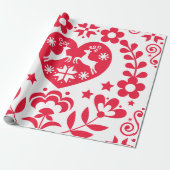 GIFT WRAP SCANDINAVIAN FOLK PATTERN CHRISTMAS CADEAUPAPIER (Uitgerold)