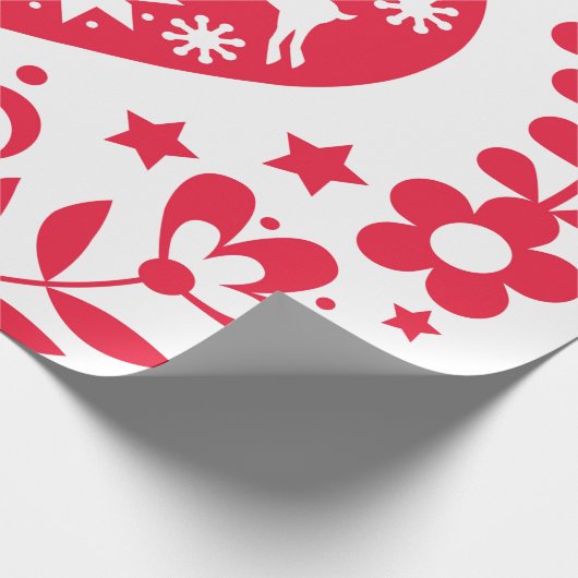 GIFT WRAP SCANDINAVIAN FOLK PATTERN CHRISTMAS CADEAUPAPIER (Hoek)