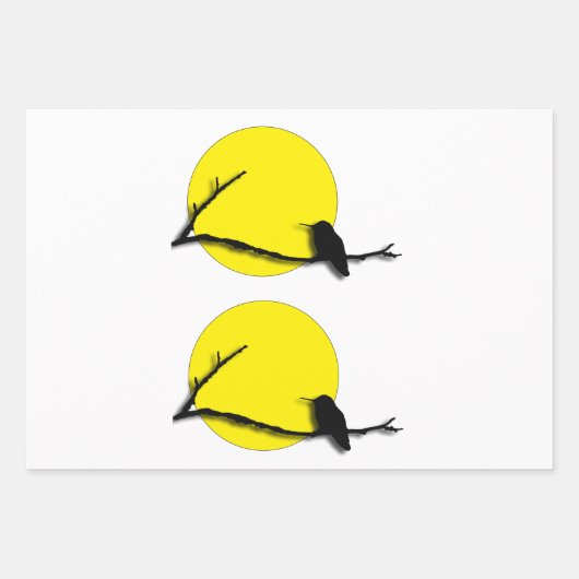 Gift Wrap Set - Hummingbird Silhouette Inpakpapier Vel (Voorkant)