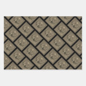 Gift Wrap set of 3 sheets golden Scarabs Inpakpapier Vel (Voorkant 3)