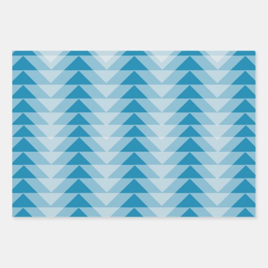 Gift Wrap Set - Overlappende driehoeken in Blues Inpakpapier Vel (Voorkant)