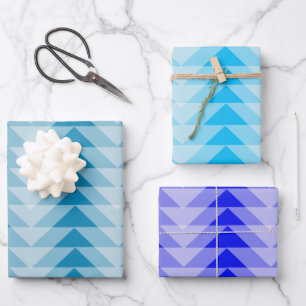 Gift Wrap Set - Overlappende driehoeken in Blues Inpakpapier Vel