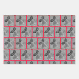 Gift Wrap set van 3 vellen Golden Pinecones