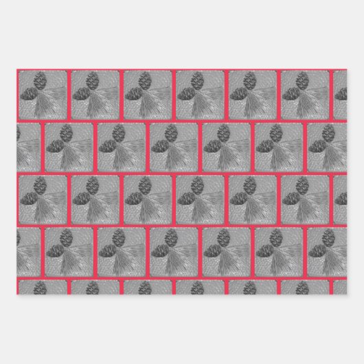 Gift Wrap set van 3 vellen Golden Pinecones (Voorkant 3)