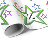 Gift Wrap - sterren met Initiaal Cadeaupapier (Rol Hoek)