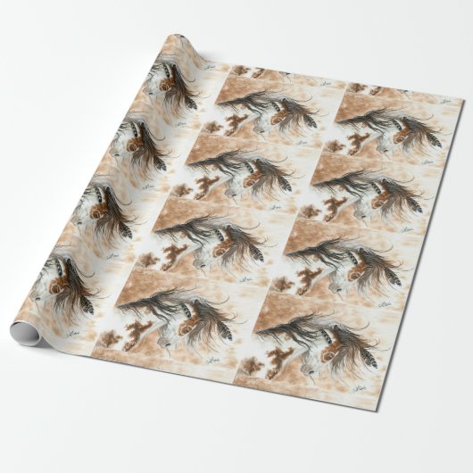 Gift Wrap van de Pony van de Verf Horse - BiHrLe W Cadeaupapier (Uitgerold)