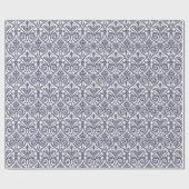 Gift Wrap van Navy Blue & White Damask Cadeaupapier (Vlak)