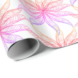 Gift Wrap - Veaderige bloesems in Pinks Cadeaupapier