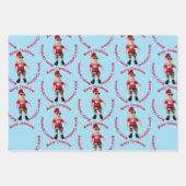 Gift Wrap - Vroegere Kerstkerstkerstman, Der en Bo Inpakpapier Vel (Voorkant 2)