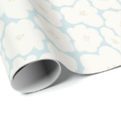 Gift Wrap | White Flowers Light Blue Baby Cadeaupapier (Rol Hoek)