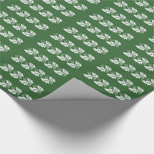 Gift Wrap - Witte Holly Leaves Cadeaupapier (Hoek)