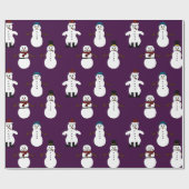 gift wrap Wrapping Paper purple snowman Christmas Cadeaupapier (Vlak)